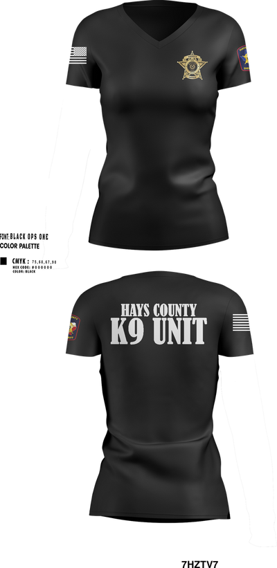Hays County Sheriff’s Office 39669531 Women's Short Sleeve V-neck Shirt - 324