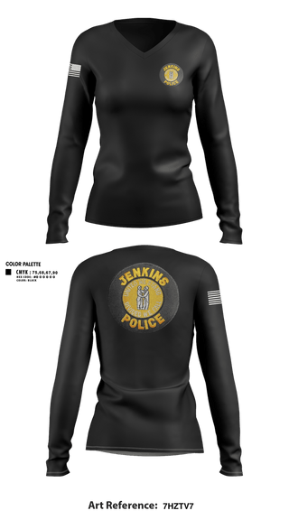 Womens Long Sleeve Vneck Shirt, Jenkins police department, Police, Teamtime, Team time, sublimation, custom sports apparel, team uniforms, spirit wear, spiritwear, sports uniforms, custom shirts, team store, custom team store, fundraiser sports, apparel fundraiser