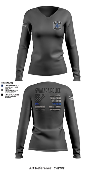 Womens Long Sleeve Vneck Shirt, Swatara K9, Police, Teamtime, Team time, sublimation, custom sports apparel, team uniforms, spirit wear, spiritwear, sports uniforms, custom shirts, team store, custom team store, fundraiser sports, apparel fundraiser