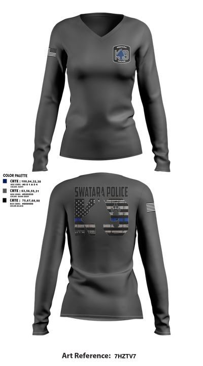 Swatara K9 68594895 Women's Long Sleeve V-neck Shirt - 5