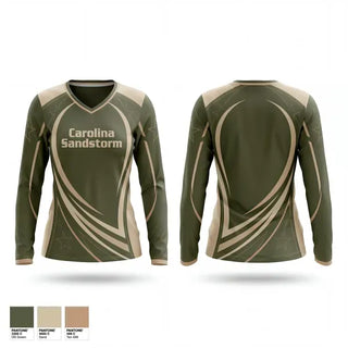 Womens Long Sleeve Vneck Shirt, Carolina Sandstorm, Baseball, Teamtime, Team time, sublimation, custom sports apparel, team uniforms, spirit wear, spiritwear, sports uniforms, custom shirts, team store, custom team store, fundraiser sports, apparel fundraiser