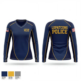 Womens Long Sleeve Vneck Shirt, Lopatcong Police, Police, Teamtime, Team time, sublimation, custom sports apparel, team uniforms, spirit wear, spiritwear, sports uniforms, custom shirts, team store, custom team store, fundraiser sports, apparel fundraiser