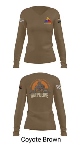 Womens Long Sleeve Vneck Shirt, 261st War Pigeons, Army, Teamtime, Team time, sublimation, custom sports apparel, team uniforms, spirit wear, spiritwear, sports uniforms, custom shirts, team store, custom team store, fundraiser sports, apparel fundraiser