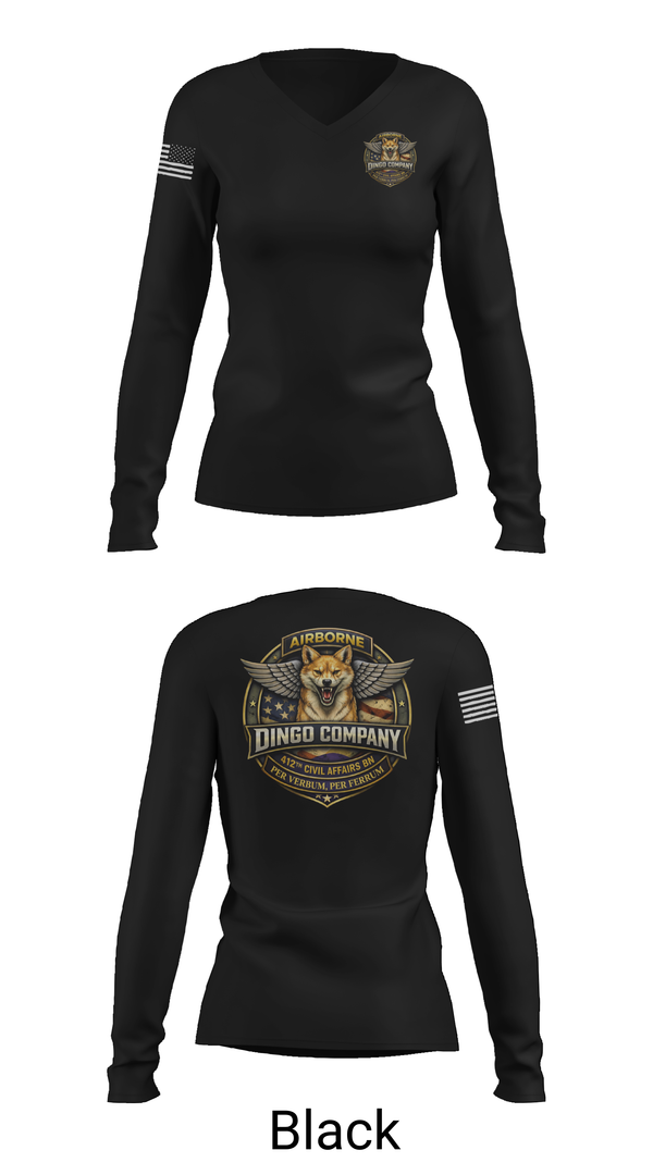 Womens Long Sleeve Vneck Shirt, 412th CA BN (A), Army, Teamtime, Team time, sublimation, custom sports apparel, team uniforms, spirit wear, spiritwear, sports uniforms, custom shirts, team store, custom team store, fundraiser sports, apparel fundraiser