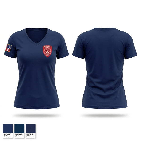 Womens Short Sleeve Vneck Shirt, Whitesville Fire Department, Fire Department, Teamtime, Team time, sublimation, custom sports apparel, team uniforms, spirit wear, spiritwear, sports uniforms, custom shirts, team store, custom team store, fundraiser sports, apparel fundraiser