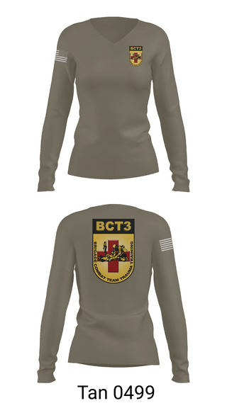 Womens Long Sleeve Vneck Shirt, BCT3, Army, Teamtime, Team time, sublimation, custom sports apparel, team uniforms, spirit wear, spiritwear, sports uniforms, custom shirts, team store, custom team store, fundraiser sports, apparel fundraiser