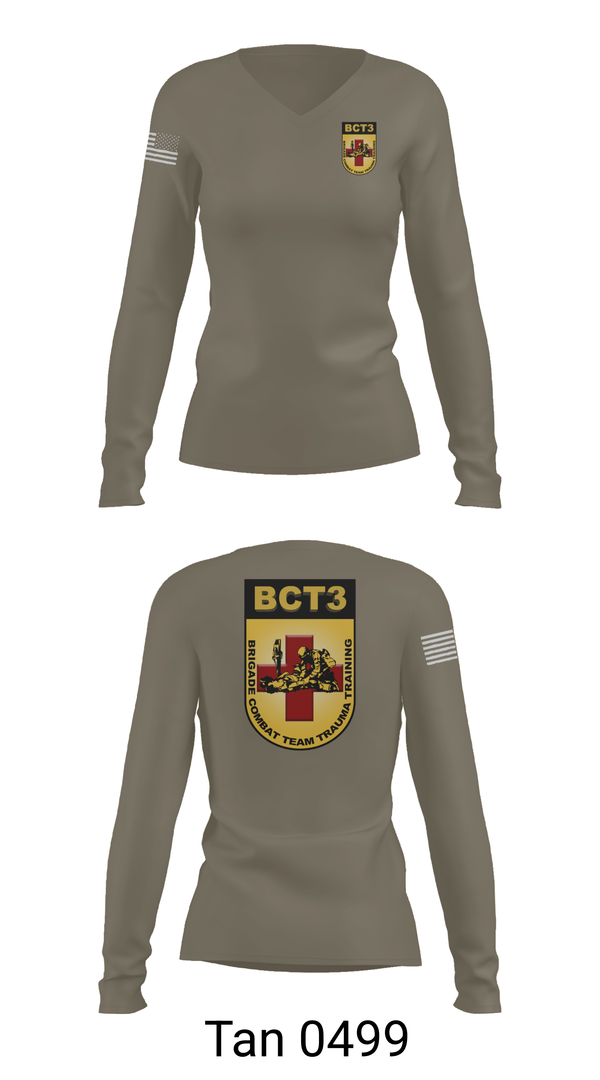 Womens Long Sleeve Vneck Shirt, BCT3, Army, Teamtime, Team time, sublimation, custom sports apparel, team uniforms, spirit wear, spiritwear, sports uniforms, custom shirts, team store, custom team store, fundraiser sports, apparel fundraiser