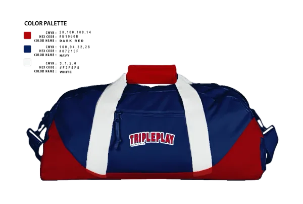 Duffle Bag, TRIPLEPLAY, Baseball, Teamtime, Team time, sublimation, custom sports apparel, team uniforms, spirit wear, spiritwear, sports uniforms, custom shirts, team store, custom team store, fundraiser sports, apparel fundraiser