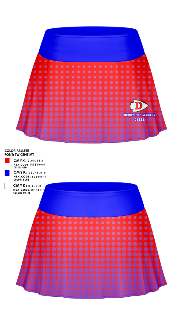 Skort, Derby Pop Warner Cheer, Cheer, Teamtime, Team time, sublimation, custom sports apparel, team uniforms, spirit wear, spiritwear, sports uniforms, custom shirts, team store, custom team store, fundraiser sports, apparel fundraiser