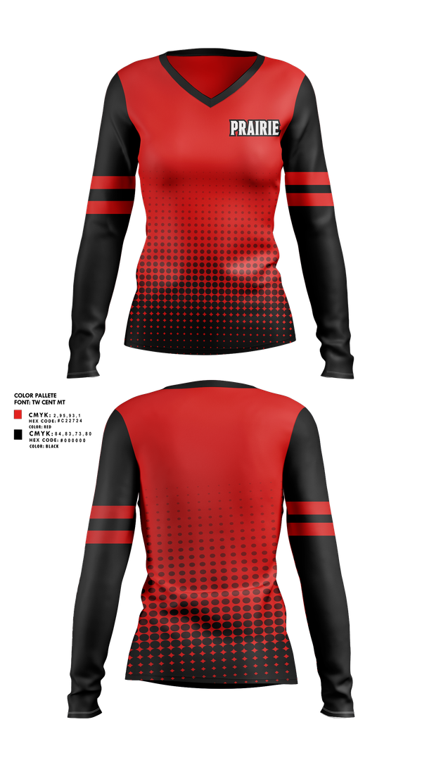 Womens Long Sleeve Vneck Shirt, Clinton Prairie High School Dance, Spirit Store, Teamtime, Team time, sublimation, custom sports apparel, team uniforms, spirit wear, spiritwear, sports uniforms, custom shirts, team store, custom team store, fundraiser sports, apparel fundraiser