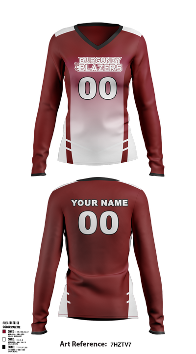 Burgundy Blazers Women's Long Sleeve V-neck Shirt - 1