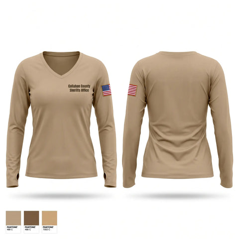 Womens Long Sleeve Vneck Shirt, Callahan County Sheriff's Office, Police, Teamtime, Team time, sublimation, custom sports apparel, team uniforms, spirit wear, spiritwear, sports uniforms, custom shirts, team store, custom team store, fundraiser sports, apparel fundraiser