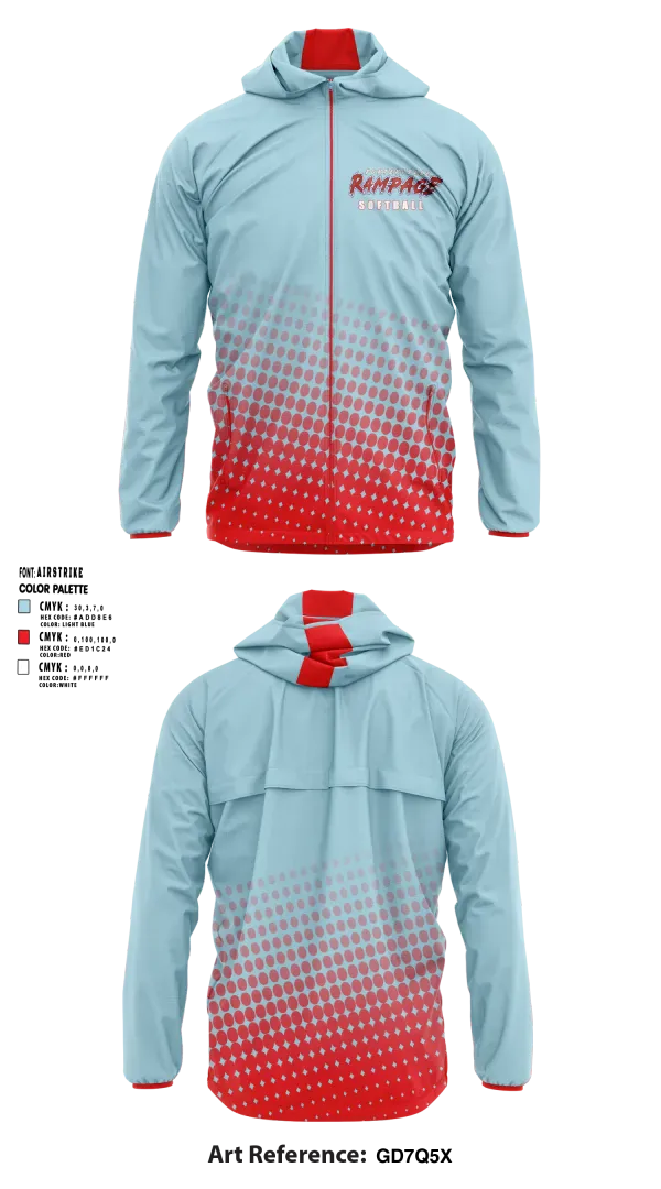 Windbreaker, Porterville Rampage 10u, Softball, Teamtime, Team time, sublimation, custom sports apparel, team uniforms, spirit wear, spiritwear, sports uniforms, custom shirts, team store, custom team store, fundraiser sports, apparel fundraiser