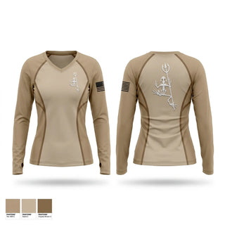 Womens Long Sleeve Vneck Shirt, UDT/SEAL, Navy, Teamtime, Team time, sublimation, custom sports apparel, team uniforms, spirit wear, spiritwear, sports uniforms, custom shirts, team store, custom team store, fundraiser sports, apparel fundraiser