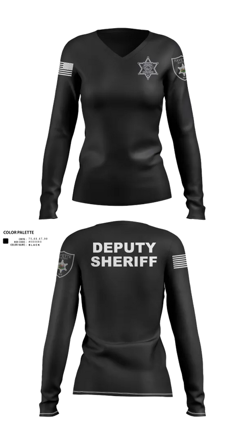 Womens Long Sleeve Vneck Shirt, Fayette County Sheriff WV, Police, Teamtime, Team time, sublimation, custom sports apparel, team uniforms, spirit wear, spiritwear, sports uniforms, custom shirts, team store, custom team store, fundraiser sports, apparel fundraiser