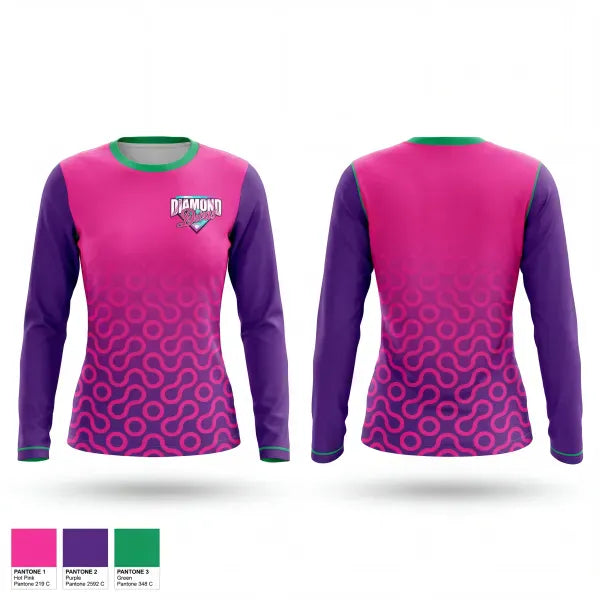Long Sleeve Performance Shirt, Diamond Divas, Softball, Teamtime, Team time, sublimation, custom sports apparel, team uniforms, spirit wear, spiritwear, sports uniforms, custom shirts, team store, custom team store, fundraiser sports, apparel fundraiser