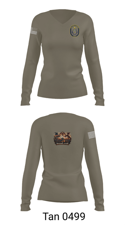 USS CAPE ST. GEORGE 53207398 Women's Long Sleeve V-neck Shirt - 73