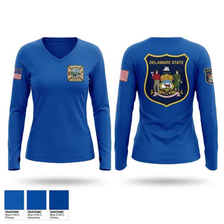 Womens Long Sleeve Vneck Shirt, Delaware State Fire Police, Police, Teamtime, Team time, sublimation, custom sports apparel, team uniforms, spirit wear, spiritwear, sports uniforms, custom shirts, team store, custom team store, fundraiser sports, apparel fundraiser
