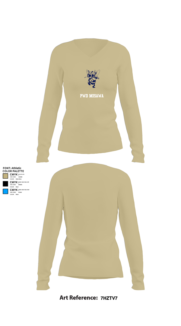 Womens Long Sleeve Vneck Shirt, PWD MISAWA, , Teamtime, Team time, sublimation, custom sports apparel, team uniforms, spirit wear, spiritwear, sports uniforms, custom shirts, team store, custom team store, fundraiser sports, apparel fundraiser