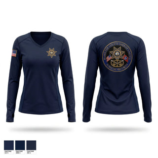 Womens Long Sleeve Vneck Shirt, Hamilton County Sheriff’s Office Judicial Security, Police, Teamtime, Team time, sublimation, custom sports apparel, team uniforms, spirit wear, spiritwear, sports uniforms, custom shirts, team store, custom team store, fundraiser sports, apparel fundraiser