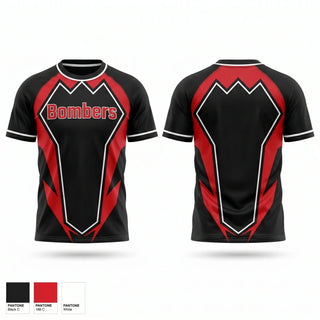 Soft Poly Tee Cotton Like Feel, Bombers, Baseball, Teamtime, Team time, sublimation, custom sports apparel, team uniforms, spirit wear, spiritwear, sports uniforms, custom shirts, team store, custom team store, fundraiser sports, apparel fundraiser
