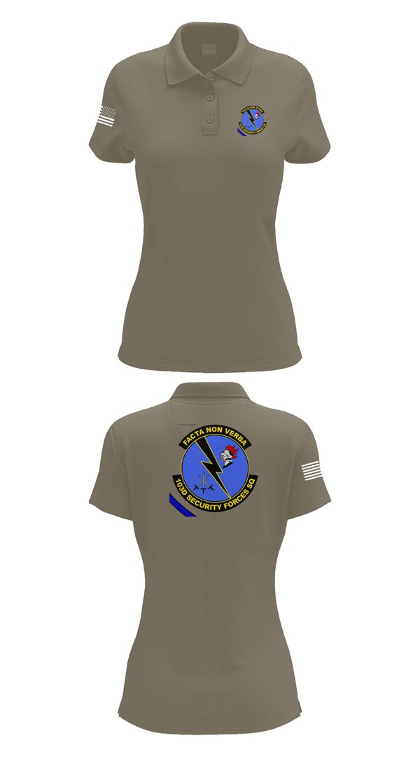 Womens Short Sleeve Performance Polo, 103d SECURITY FORCES SQUADRON, , Teamtime, Team time, sublimation, custom sports apparel, team uniforms, spirit wear, spiritwear, sports uniforms, custom shirts, team store, custom team store, fundraiser sports, apparel fundraiser