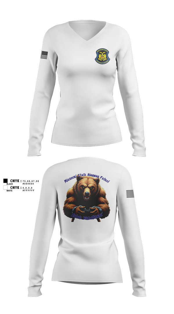 Womens Long Sleeve Vneck Shirt, Troop A Crime Wreckers, , Teamtime, Team time, sublimation, custom sports apparel, team uniforms, spirit wear, spiritwear, sports uniforms, custom shirts, team store, custom team store, fundraiser sports, apparel fundraiser