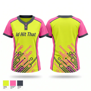 Two Button Softball Jersey, I'd Hit That, Softball, Teamtime, Team time, sublimation, custom sports apparel, team uniforms, spirit wear, spiritwear, sports uniforms, custom shirts, team store, custom team store, fundraiser sports, apparel fundraiser