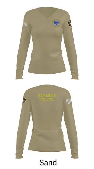 Womens Long Sleeve Vneck Shirt, NSA Mechanicsburg, , Teamtime, Team time, sublimation, custom sports apparel, team uniforms, spirit wear, spiritwear, sports uniforms, custom shirts, team store, custom team store, fundraiser sports, apparel fundraiser