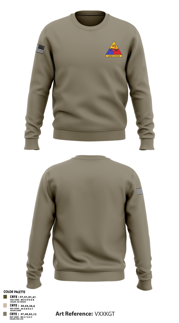 Crew Neck Sweatshirt, 49th Armored, , Teamtime, Team time, sublimation, custom sports apparel, team uniforms, spirit wear, spiritwear, sports uniforms, custom shirts, team store, custom team store, fundraiser sports, apparel fundraiser