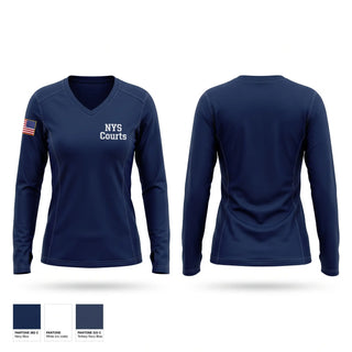 Womens Long Sleeve Vneck Shirt, NYS Courts, Police, Teamtime, Team time, sublimation, custom sports apparel, team uniforms, spirit wear, spiritwear, sports uniforms, custom shirts, team store, custom team store, fundraiser sports, apparel fundraiser