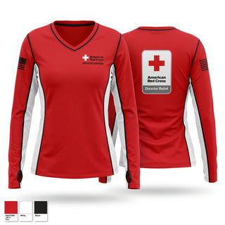 Womens Long Sleeve Vneck Shirt, Disaster Action Team, Fire Department, Teamtime, Team time, sublimation, custom sports apparel, team uniforms, spirit wear, spiritwear, sports uniforms, custom shirts, team store, custom team store, fundraiser sports, apparel fundraiser