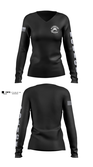 Womens Long Sleeve Vneck Shirt, Westmoreland PD, Police, Teamtime, Team time, sublimation, custom sports apparel, team uniforms, spirit wear, spiritwear, sports uniforms, custom shirts, team store, custom team store, fundraiser sports, apparel fundraiser