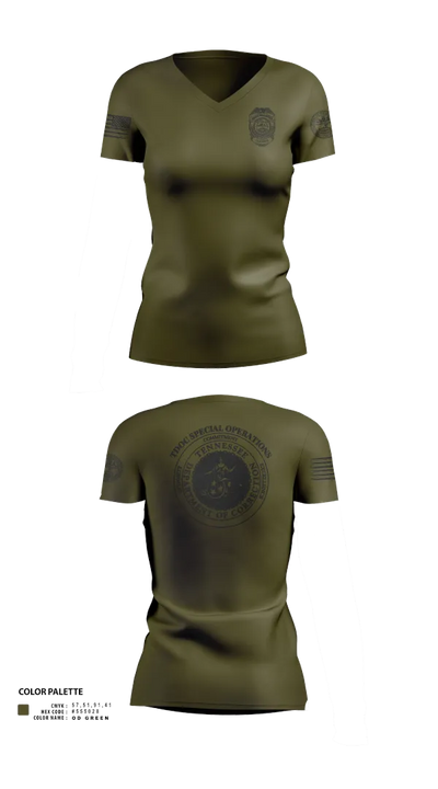 TDOC SPECIAL OPERATIONS 52913563 Women's Short Sleeve V-neck Shirt - 22