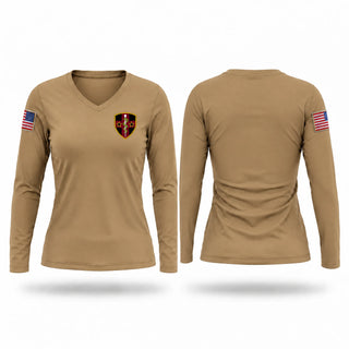 Womens Long Sleeve Vneck Shirt, MSU, Army, Teamtime, Team time, sublimation, custom sports apparel, team uniforms, spirit wear, spiritwear, sports uniforms, custom shirts, team store, custom team store, fundraiser sports, apparel fundraiser