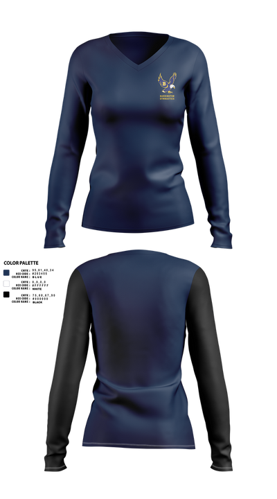 Barrington High School Gymnastics 6144044 Women's Long Sleeve V-neck Shirt - 22