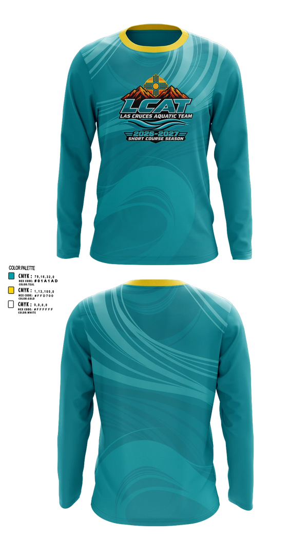 Long Sleeve Performance Shirt, Las Cruces Aquatic Team, Swimming, Teamtime, Team time, sublimation, custom sports apparel, team uniforms, spirit wear, spiritwear, sports uniforms, custom shirts, team store, custom team store, fundraiser sports, apparel fundraiser