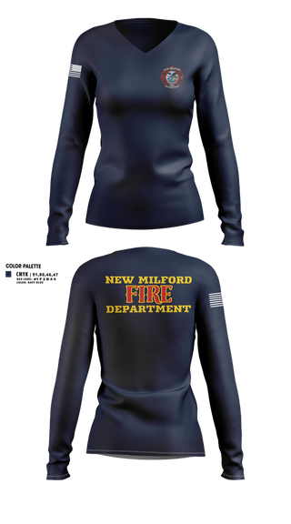 Womens Long Sleeve Vneck Shirt, New Milford Fire department, Fire Department, Teamtime, Team time, sublimation, custom sports apparel, team uniforms, spirit wear, spiritwear, sports uniforms, custom shirts, team store, custom team store, fundraiser sports, apparel fundraiser