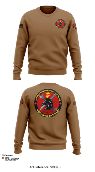 Crew Neck Sweatshirt, 2d Transportation Support Battalion, Marines, Teamtime, Team time, sublimation, custom sports apparel, team uniforms, spirit wear, spiritwear, sports uniforms, custom shirts, team store, custom team store, fundraiser sports, apparel fundraiser
