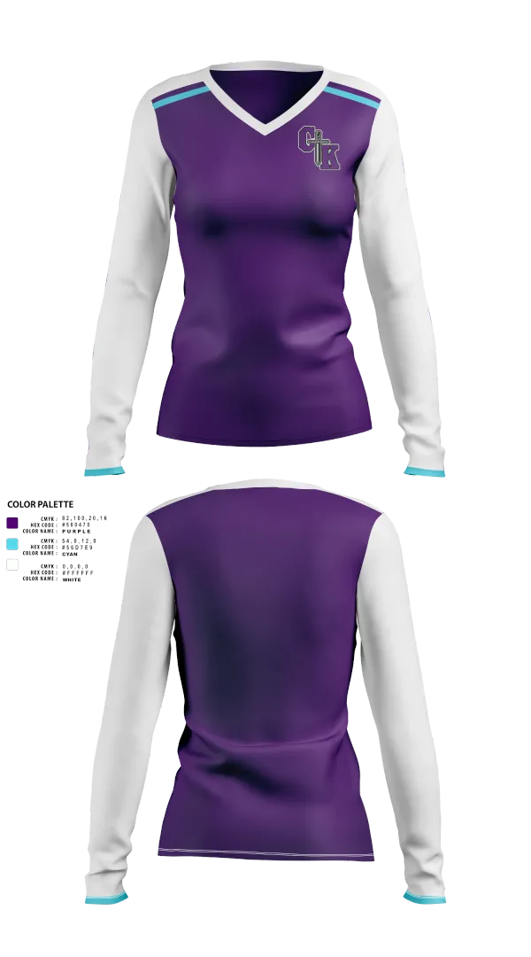 Womens Long Sleeve Vneck Shirt, Columbia Knights Football, , Teamtime, Team time, sublimation, custom sports apparel, team uniforms, spirit wear, spiritwear, sports uniforms, custom shirts, team store, custom team store, fundraiser sports, apparel fundraiser