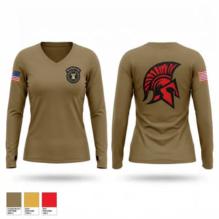 Womens Long Sleeve Vneck Shirt, Fort McCoy Recruiting Company, Army, Teamtime, Team time, sublimation, custom sports apparel, team uniforms, spirit wear, spiritwear, sports uniforms, custom shirts, team store, custom team store, fundraiser sports, apparel fundraiser