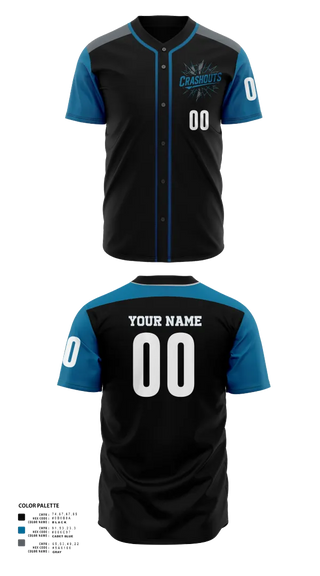 Full Button Baseball Jersey, CRASHOUTS, Baseball, Teamtime, Team time, sublimation, custom sports apparel, team uniforms, spirit wear, spiritwear, sports uniforms, custom shirts, team store, custom team store, fundraiser sports, apparel fundraiser