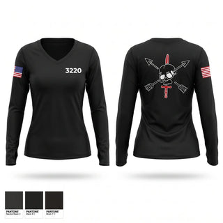 Womens Long Sleeve Vneck Shirt, B/2/3, Army, Teamtime, Team time, sublimation, custom sports apparel, team uniforms, spirit wear, spiritwear, sports uniforms, custom shirts, team store, custom team store, fundraiser sports, apparel fundraiser