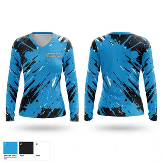 Womens Long Sleeve Vneck Shirt, Lakewood Park Christian School, Women's Soccer, Teamtime, Team time, sublimation, custom sports apparel, team uniforms, spirit wear, spiritwear, sports uniforms, custom shirts, team store, custom team store, fundraiser sports, apparel fundraiser