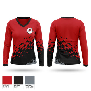 Womens Long Sleeve Vneck Shirt, Edge, Baseball, Teamtime, Team time, sublimation, custom sports apparel, team uniforms, spirit wear, spiritwear, sports uniforms, custom shirts, team store, custom team store, fundraiser sports, apparel fundraiser