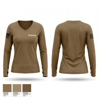 Womens Long Sleeve Vneck Shirt, R&S Division, Army, Teamtime, Team time, sublimation, custom sports apparel, team uniforms, spirit wear, spiritwear, sports uniforms, custom shirts, team store, custom team store, fundraiser sports, apparel fundraiser