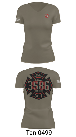 Womens Short Sleeve Vneck Shirt, Local 3586 West Des Moines, Fire Department, Teamtime, Team time, sublimation, custom sports apparel, team uniforms, spirit wear, spiritwear, sports uniforms, custom shirts, team store, custom team store, fundraiser sports, apparel fundraiser