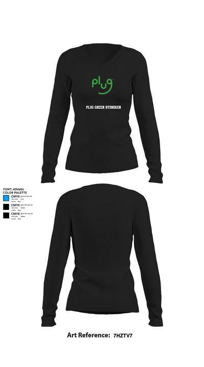 Plug Green Hydrogen 22679521 Women's Long Sleeve V-neck Shirt - 34