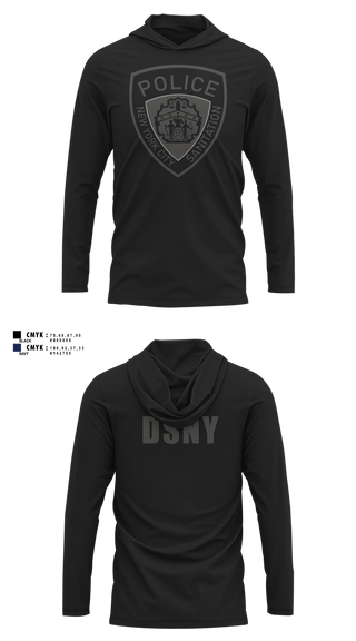 Long Sleeve hooded sunshirt, DSNY Police, Police, Teamtime, Team time, sublimation, custom sports apparel, team uniforms, spirit wear, spiritwear, sports uniforms, custom shirts, team store, custom team store, fundraiser sports, apparel fundraiser