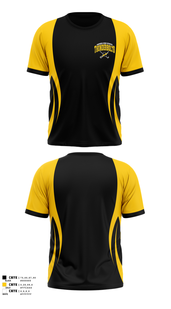 Short Sleeve Performance Shirt, Andrew Thunderbolts Golf, Golf, Teamtime, Team time, sublimation, custom sports apparel, team uniforms, spirit wear, spiritwear, sports uniforms, custom shirts, team store, custom team store, fundraiser sports, apparel fundraiser